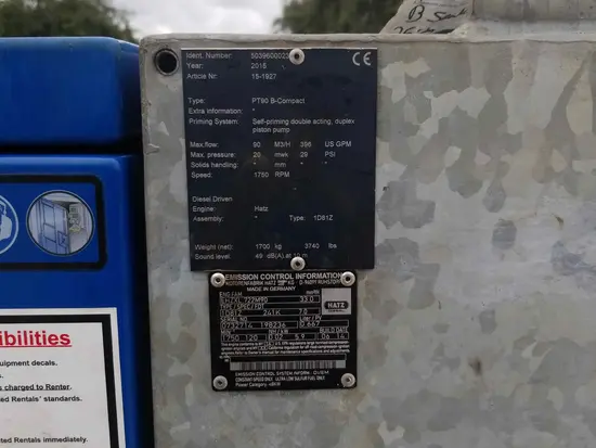 2016 Hatz Diesel 6PWDHS1D81ZSK Pump