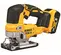 Yellow, gray and black DEWALT Jigsaw, Cordless, Electric Powered