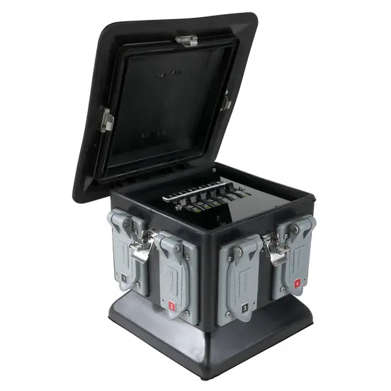 Black and gray Lex 50 Amp Spider Box Cable Feeder Panel