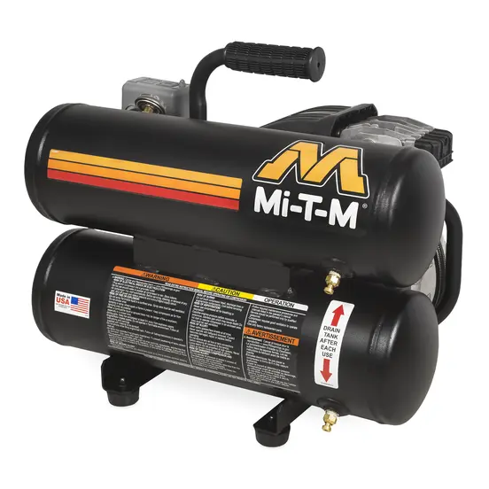 Black Mi-T-M 120 volt electric air compressor