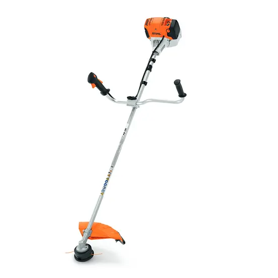 Orange, black, white and silver STIHL Brush Cutter, Gas Powered