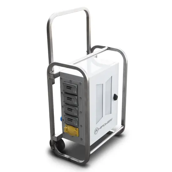 White Hipower 200 Amp Power Distribution Panel on wheels